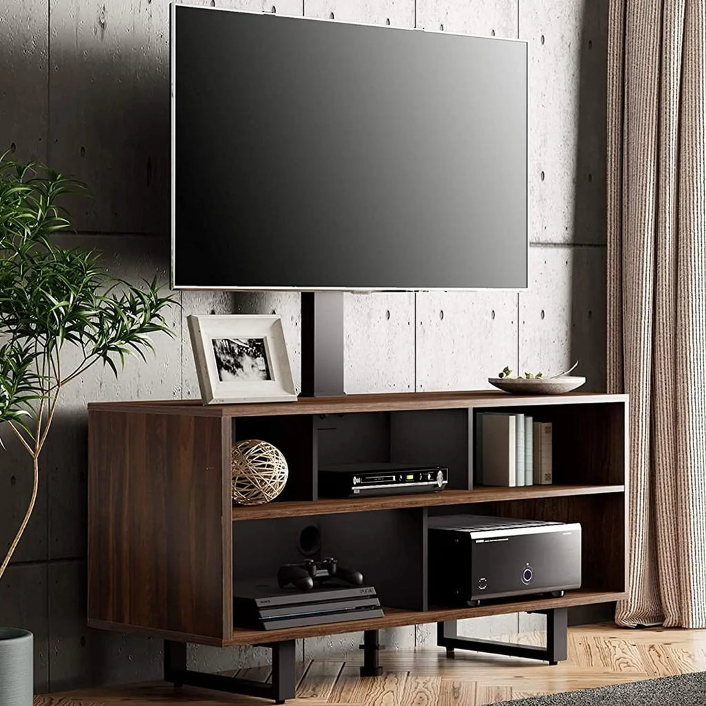 Swivel Floor Tv Stand With Mount For 32 To 70 Inch Tvs Wood Console Holds Up To 110 Pounds For Living Room Bedroom