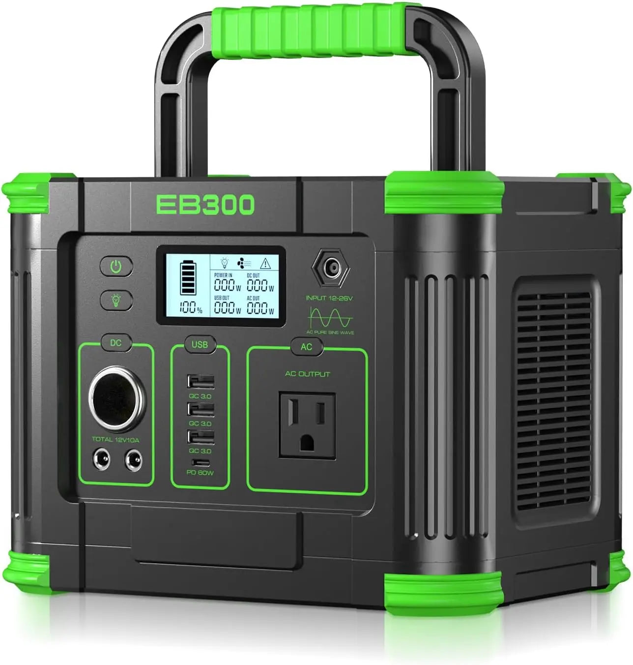 Portable Power Station 288Wh Solar Generator 300W 110V Pure Sine Wave Ac Outlet 60W Usb C Pd Output Backup Lithium Battery For O