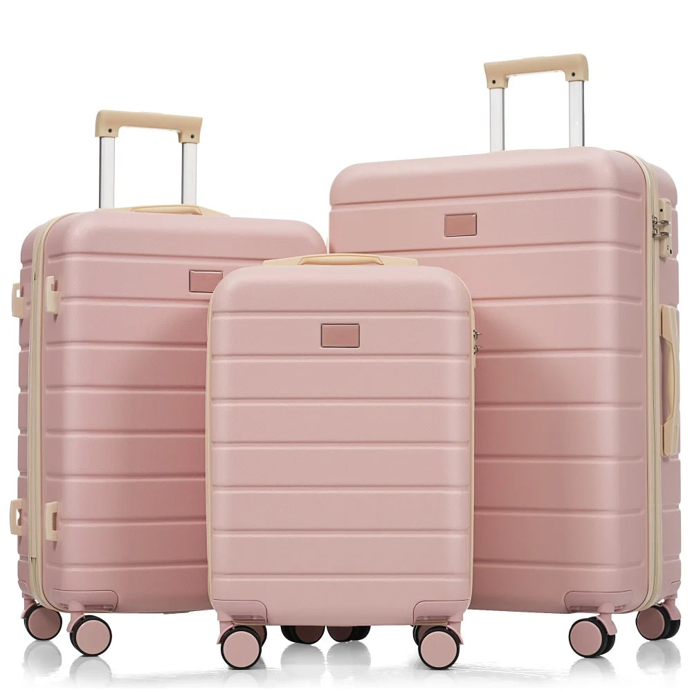 Durable Premium ABS 3 Piece Luggage Set 20/24/28 Inch TSA Lock 360° Spinner Wheels Travel Suitcase for Trip