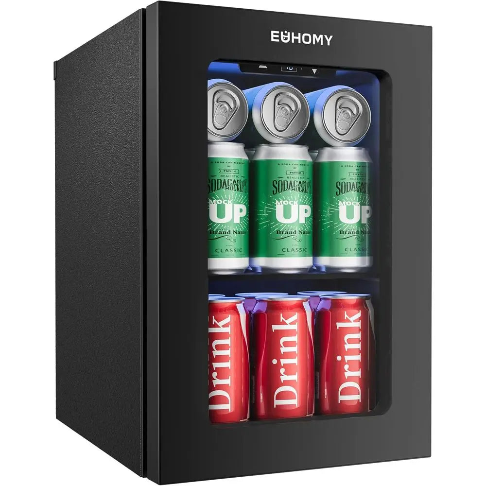 18L Beverage Refrigerator Cooler, 24 Cans Mini Fridge with Quiet Compressor, Countertop Small Fridge with 40°F-61°F Digital Temp