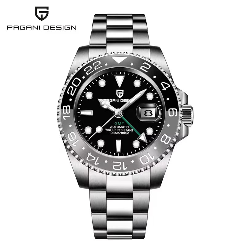 New PD-1662 PAGANI DESIGN GMT Automatic Wristwatch Stainless Steel 100M Waterproof Men Watch Top Brand 40mm Mechanical Watch Men