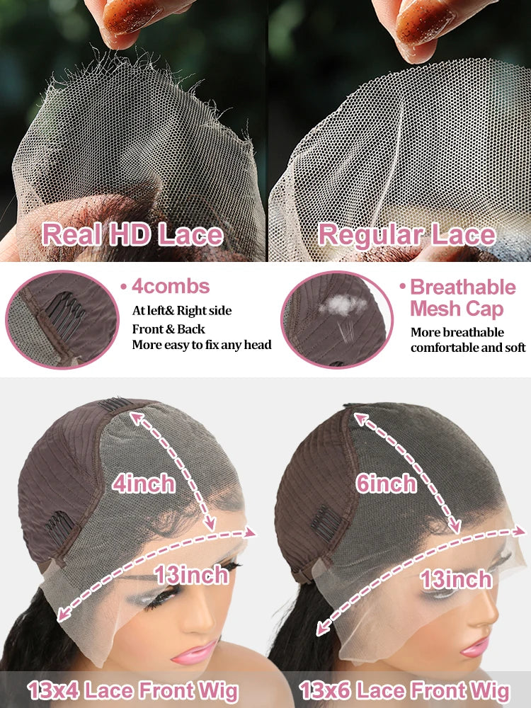 300% High Density 40 46inch Water Curly Human Hair Wigs 13x4 13x6 HD Lace Frontal Wigs Human Hair Deep Wave Frontal Wigs on Sale
