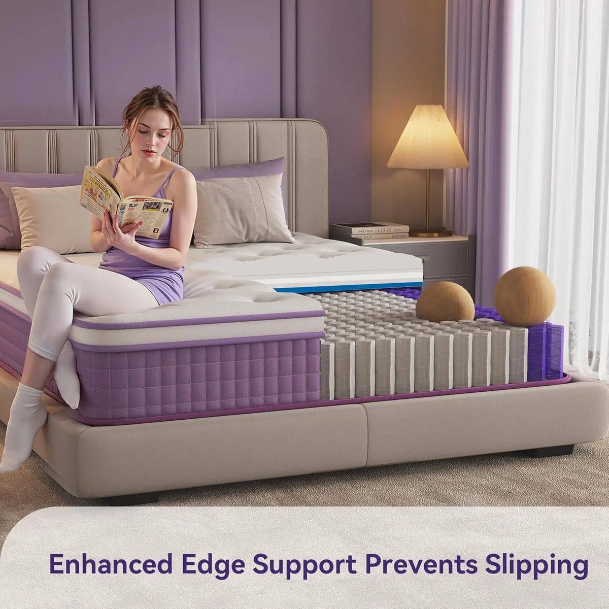 12 inch Cooling Gel Memory Foam Hybrid Pocket Spring Mattress Medium Firm Pressure Relief CertiPUR-US Queen Size Bed Customized