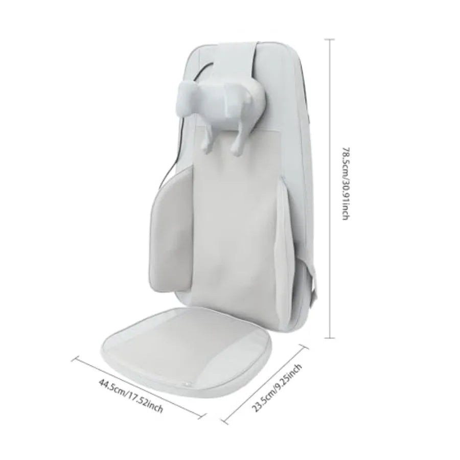 Neck and Back Massager with Heat for Pain Relief Deep Tissue Shiatsu Kneading Massage Chair Pad Grey Home Office Use Gift for W