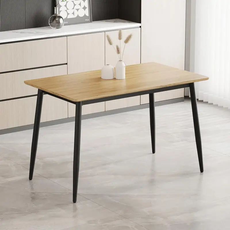 Modern Minimalist Wood Grain Dining Table and Chair Set, 4-Piece Kitchen Table Set, Sturdy & Durable Design, Easy Assembly,