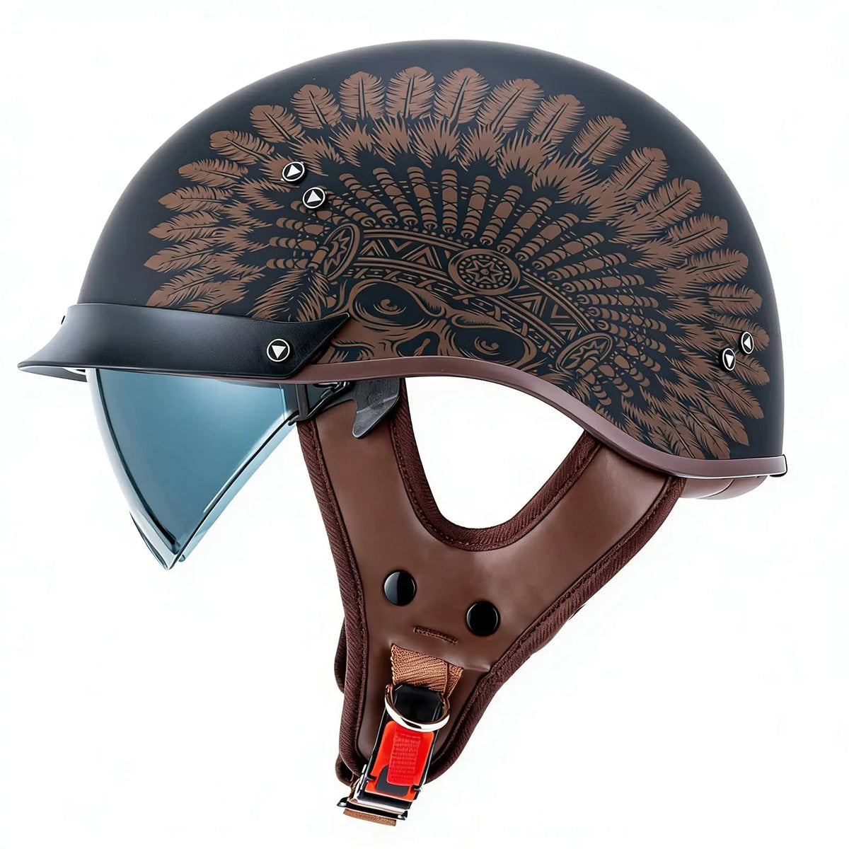Half Helmet Motorcycle DOT Approved Open Face Helmet with Sun Visor and Quick Release Buckle for Adults Men and Women