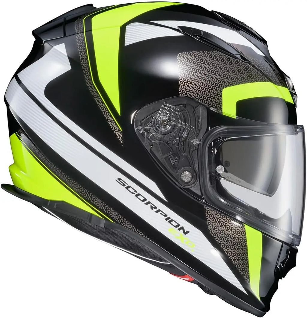Ryzer Full Face Motorcycle Helmet with Pinlock Ready Shield with Integrated Speaker Pockets DOT ECE Approved Evolution (Hi-Viz-2