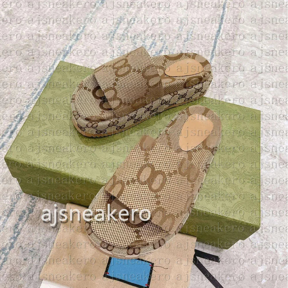 Designer Sandals slippers embroidered slippers Sandals Platform sliders canvas Flat Mules Platform Embroidered Linen High Heel S