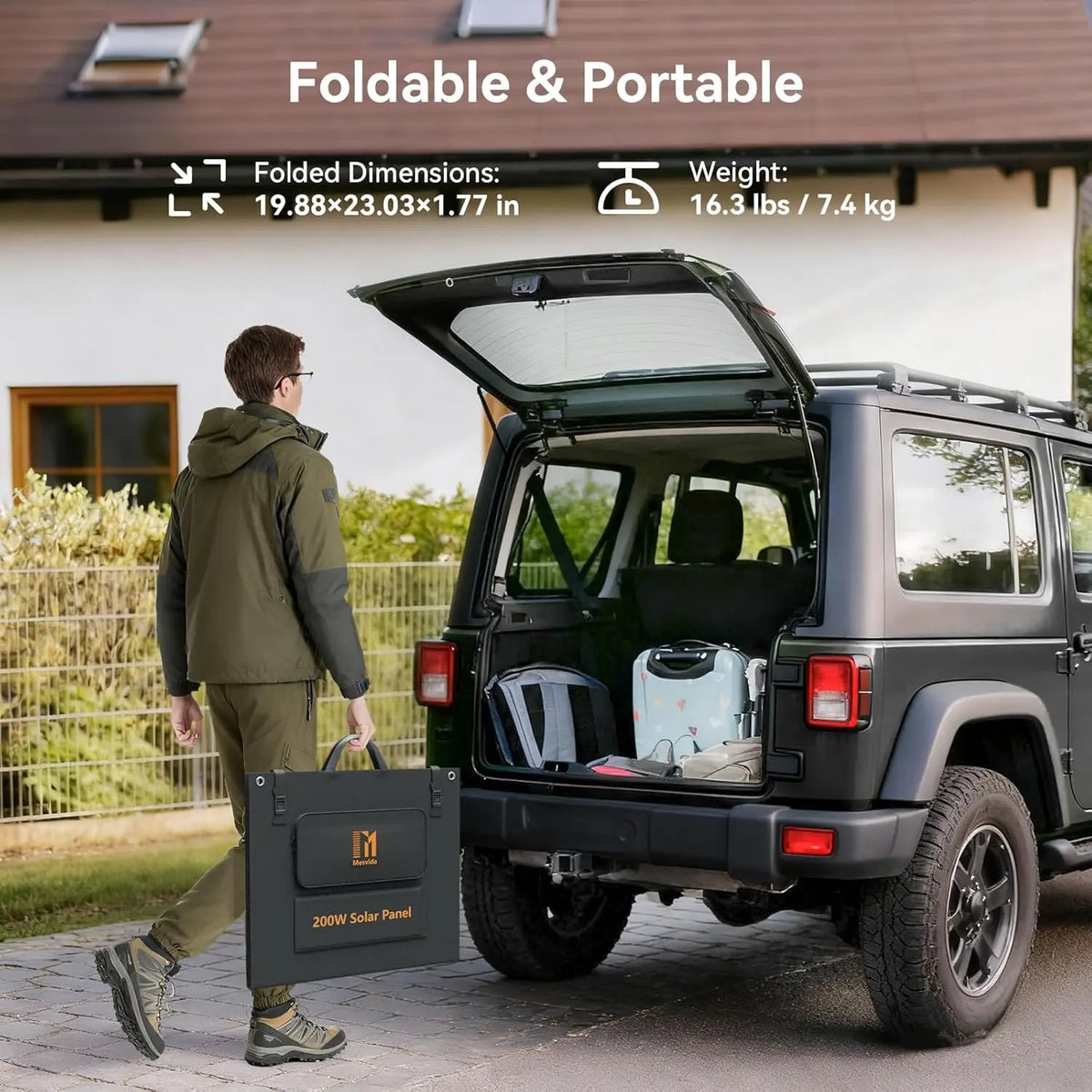200W Portable Foldable Solar Panel with IP68 Waterproof ETFE Coating, 24V MC4 Output for Camping RV Emergency Backup