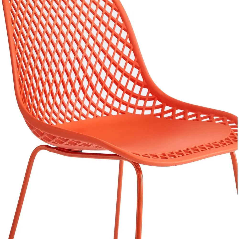 4-Piece Plastic Dining Chairs Set, Durable Indoor/Outdoor Chairs with Metal Legs, Suitable for Kitchen, Cafe, and Office (Blood