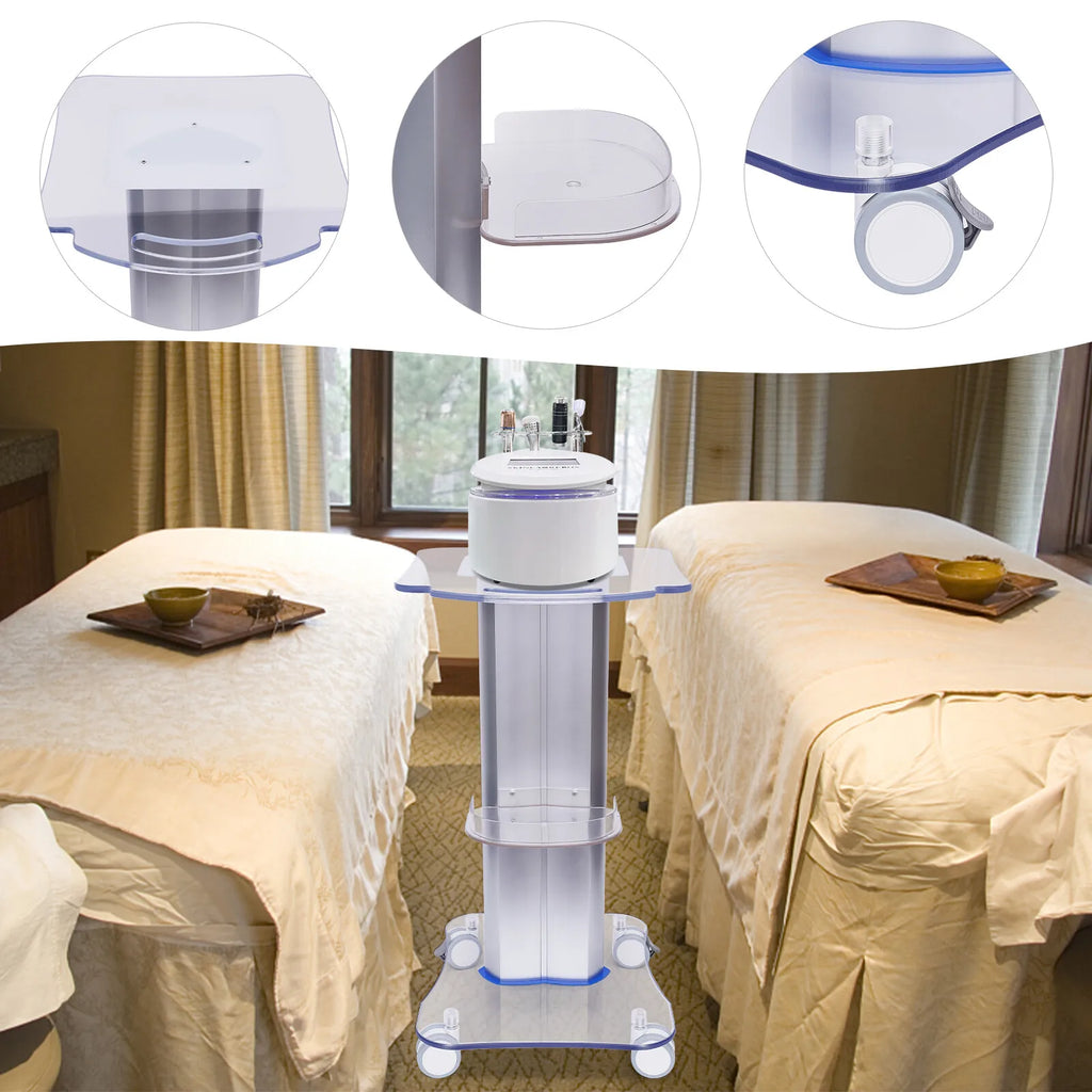 Beauty Rolling Trolley Salon Trolley Cart with Additional Tray Acrylic Rolling Cart Spa Storage Rolling Cart for Beauty Salon