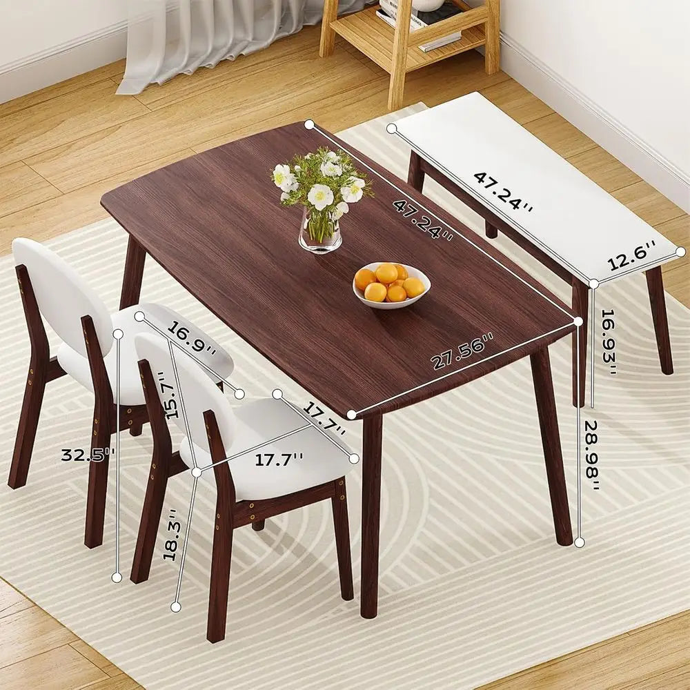 Dining Table Set or 4, w/ 2 Upholstered Chairs, Bench Seat, 4-Piece Dining Set, Compact -Century ern Kitchen Table & Chair or Ki