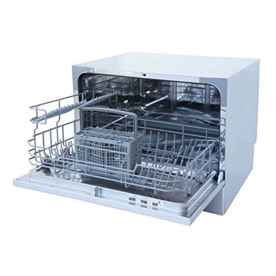 Countertop Dishwasher with Delay Start LED White ENERGY STAR Certified Compact Design for Small Kitchens Stainless Steel Interi