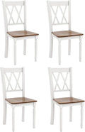 Dining Room Chairs Set of 4 White - Wooden Farmhouse Kitchen Chairs with Rubber Wood Seat, Acacia Wood Legs, Max Load 360 Lbs,