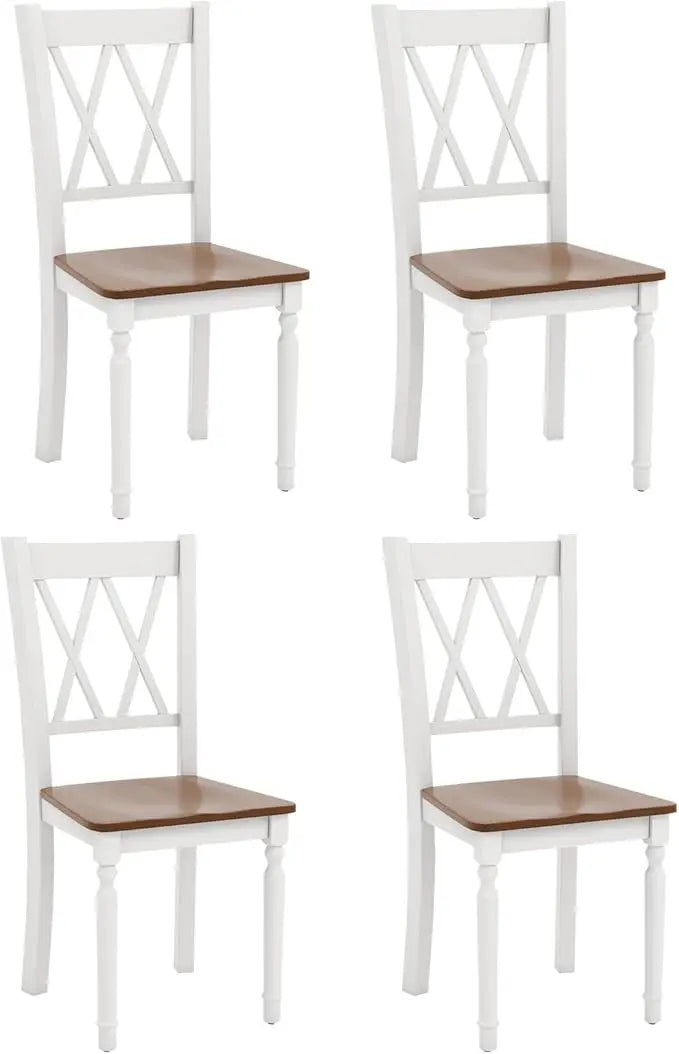 Dining Room Chairs Set of 4 White - Wooden Farmhouse Kitchen Chairs with Rubber Wood Seat, Acacia Wood Legs, Max Load 360 Lbs,
