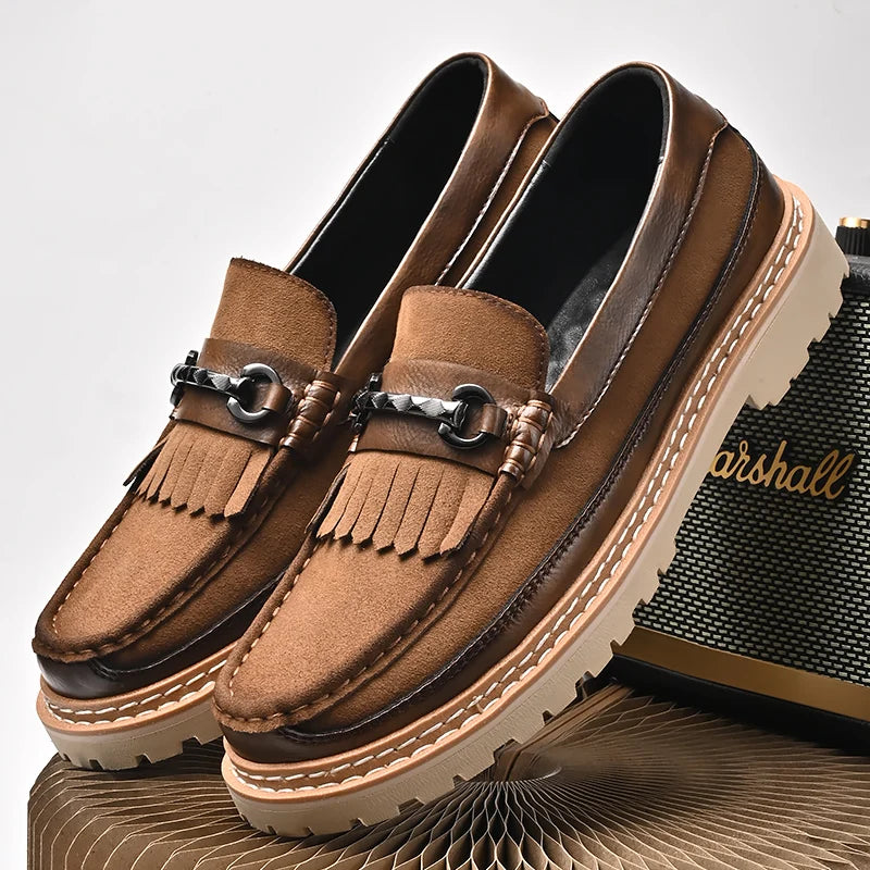 Men's Retro Brown Moccasins: Premium Classic Style, Versatile Formal Business & Banquet Footwear