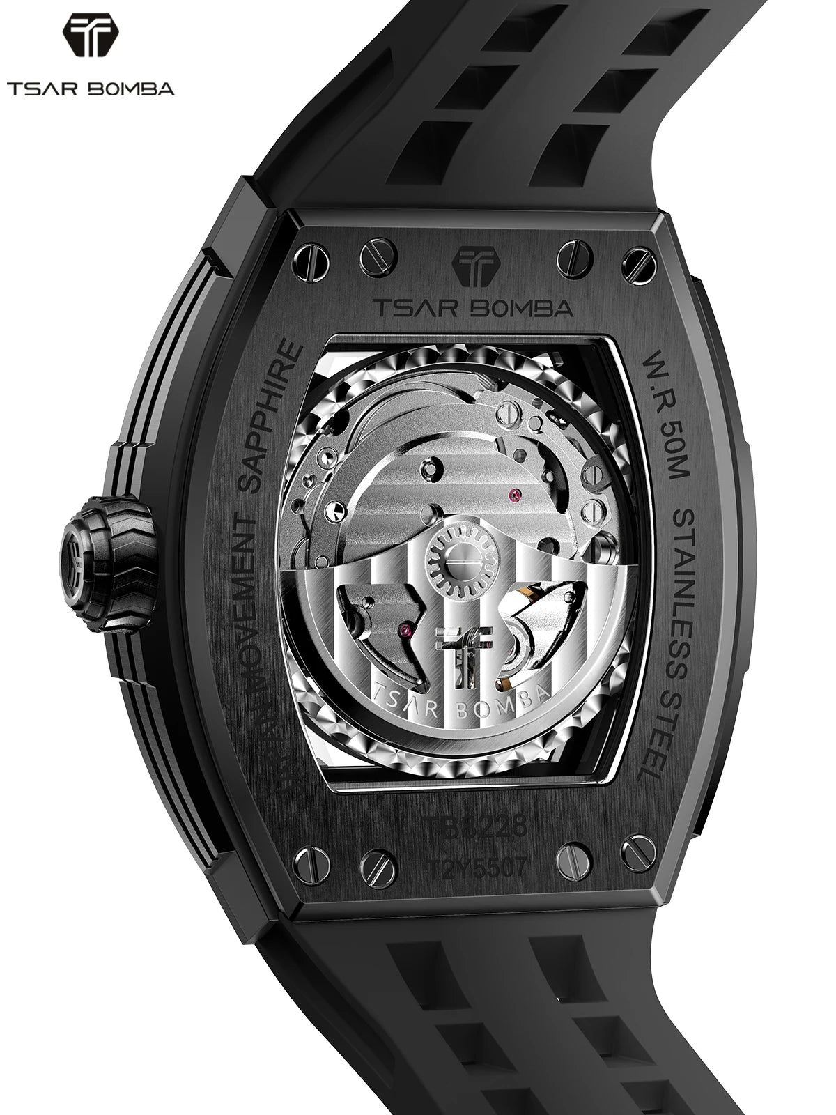 TSAR BOMBA Men Quartz Watch Stainless Steel 50M Waterproof Date Luminous Business Elegant Durable Wristwatch Gift for Him Daily