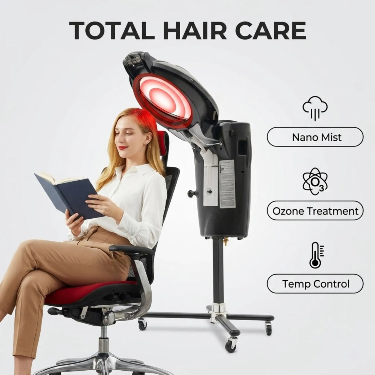 Standing Hair Steamer Beauty Salon Barber Shop Rolling Machine Twelve Light Colors Ozone Nano Mist Deep Conditioning