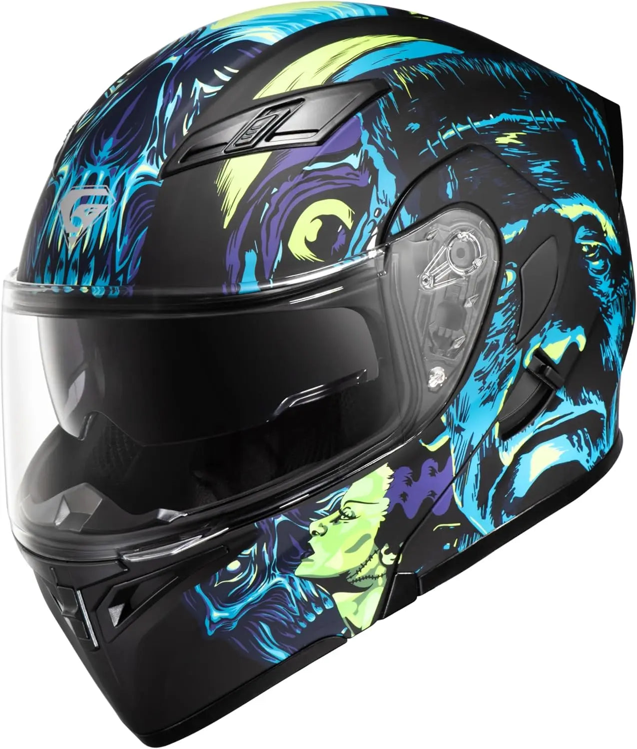 Motorcycle Dual Visor Flip up Modular Full Face Helmet with DOT Certification of Impressionism