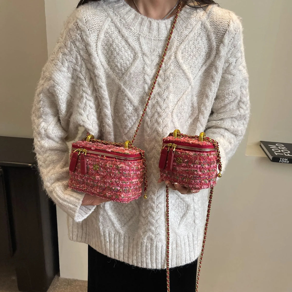 Designer Mini Shoulder Purse Lingerie Embroidery Line Small Square Female 2025 New Fashion Chain Crossbody Luxury Handbag Cosmet