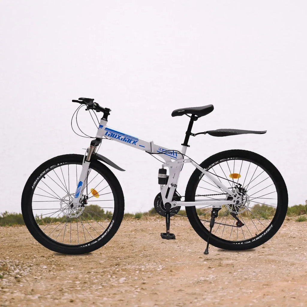 26" Folding MTB Bicycle with 21 Speed, Dual Disc Brakes, Men’s Mountain Bike for School, Commuting, and Outdoor Sports