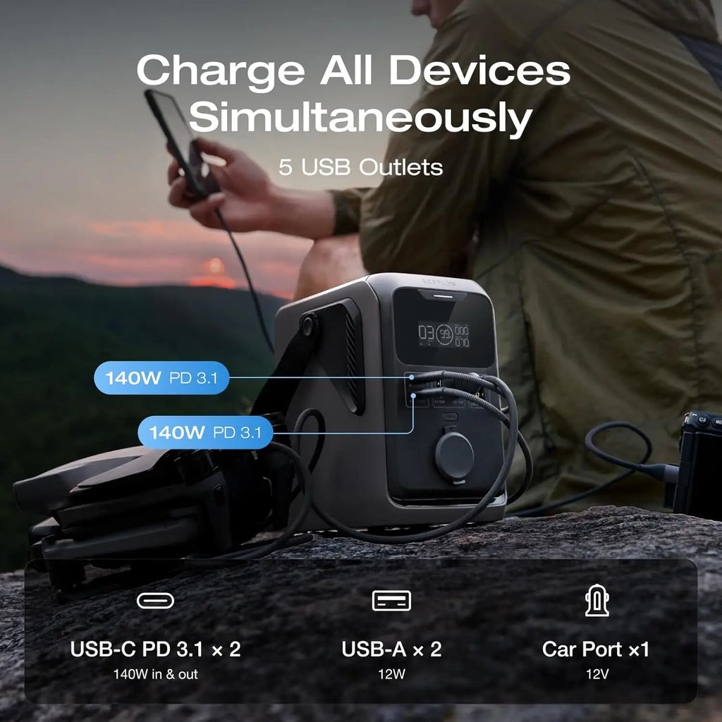 288Wh Portable Power Station, 300W DC Output, LiFePO4 Battery, Solar Generator for Camping Travel Emergency