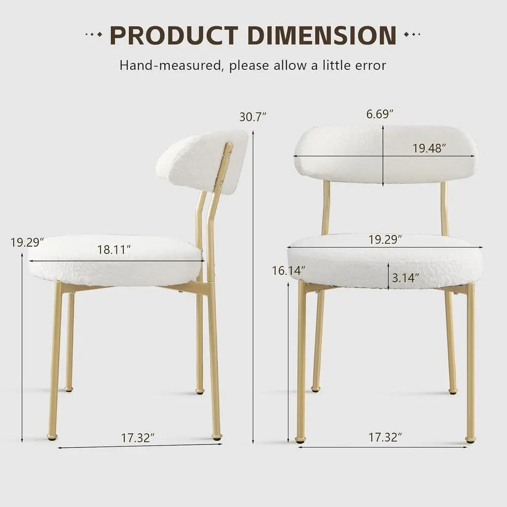 Set of 4 Oval Upholstered Dining Chairs with Curved Backrest and Gold Metal Legs for Dining Room or Kitchen Island