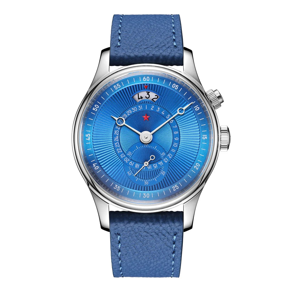 RED STAR  Watches for Men 40mm Seagull ST1716 Movement  5ATM Automatic Mechanical Watch Push-Button Calendar Sapphire Crystal