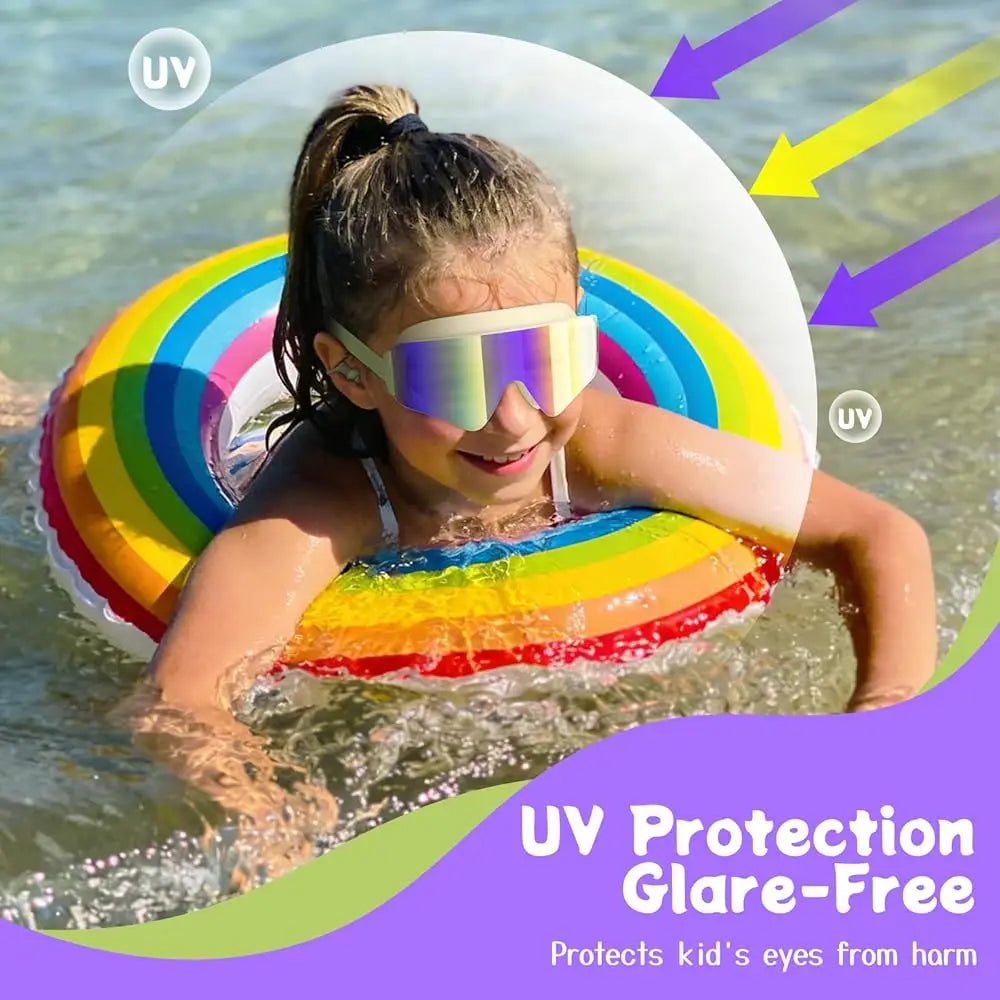 2 Pack Kids Swim Goggles for 3-15, Anti Fog UV Protection Pool Water Swimming Goggles for Boys Girls Toddler