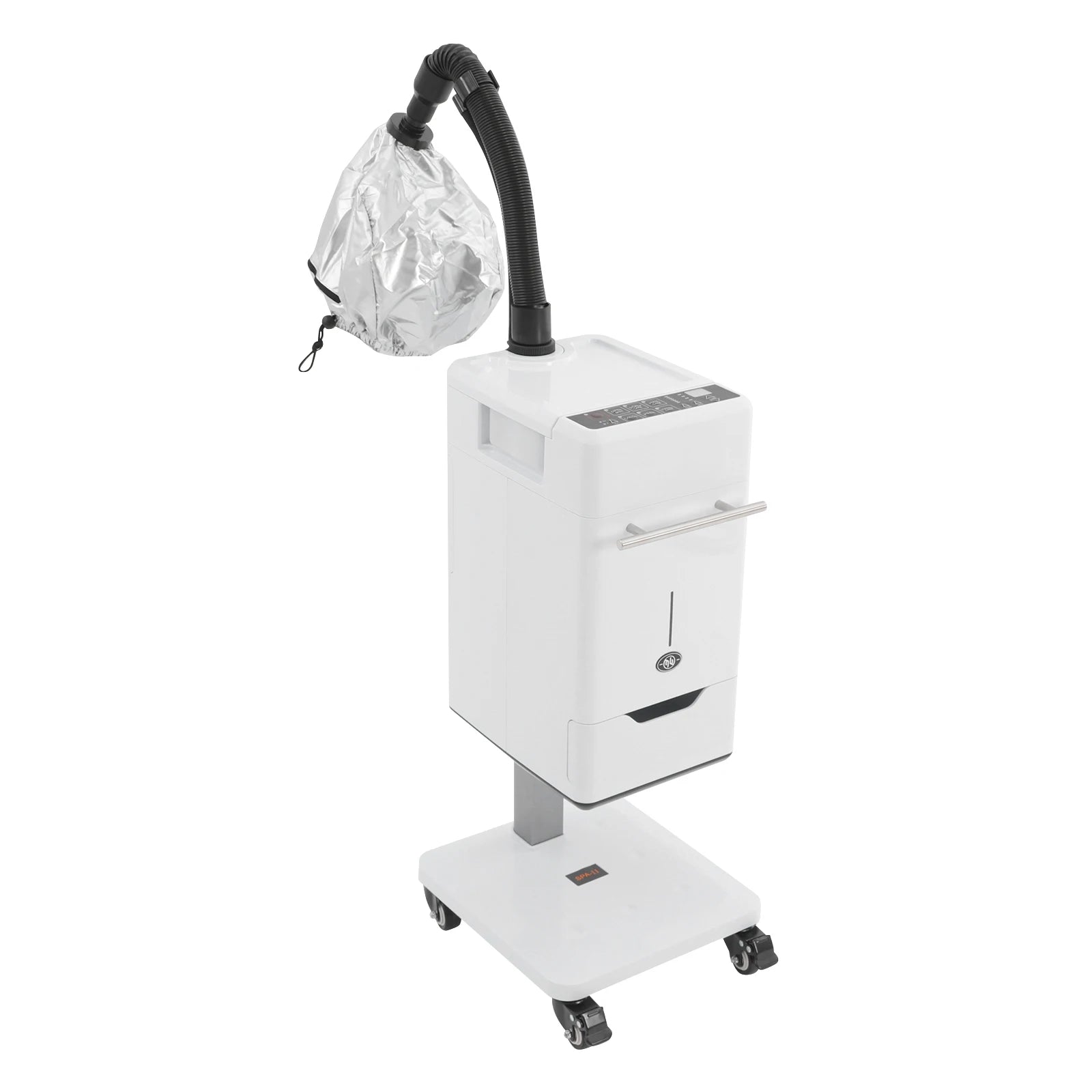 White Mobile Nano Steam Hair Dye Perm Machine Anion Vapor Hair Steamer 110V US Plug With Universal Wheels