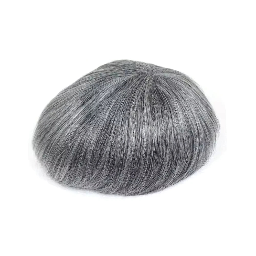 【TIMIA】Men's Wig Soft PU Material 0.1mm Toupee black 130% Invisible Skin Men's Hairpiece #1B20 8*10inch 130% Densit