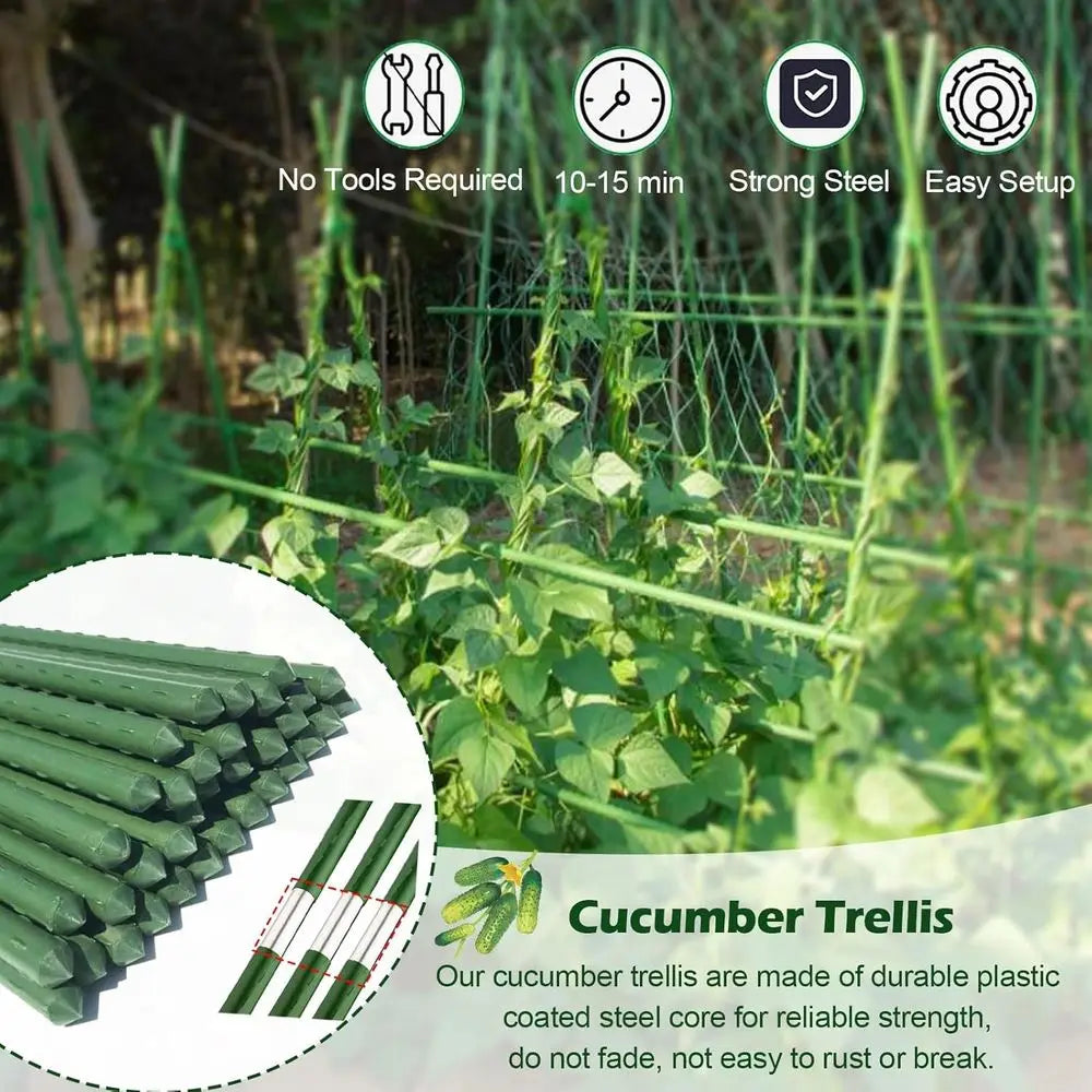 20-50 Pack Metal Garden Stakes, 6.9ft Climbing Trellis for Cucumber, Bean, and Climbing Plants