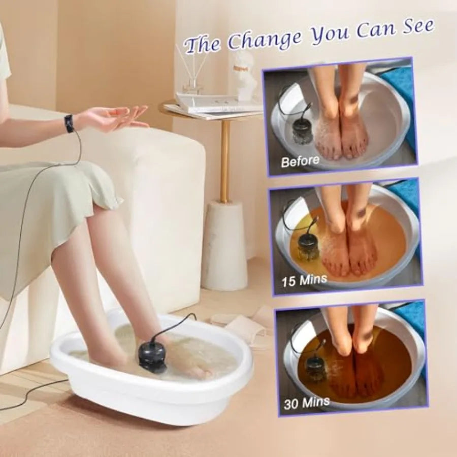 Dual Ionic Foot Bath Detox Machine LCD Display 2 Person System with Waist Belts and Straps Blue