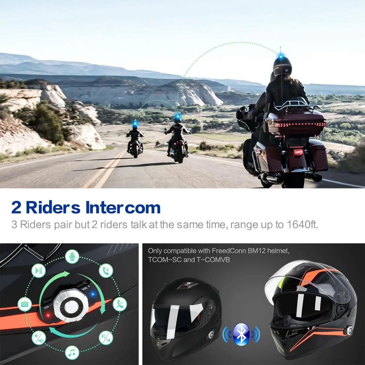 Bluetooth Motorcycle Helmet BM12 DOT Full Face Bluetooth Helmets Motorcycle Dual Visor Helmet with Integrated Intercom System/ 2