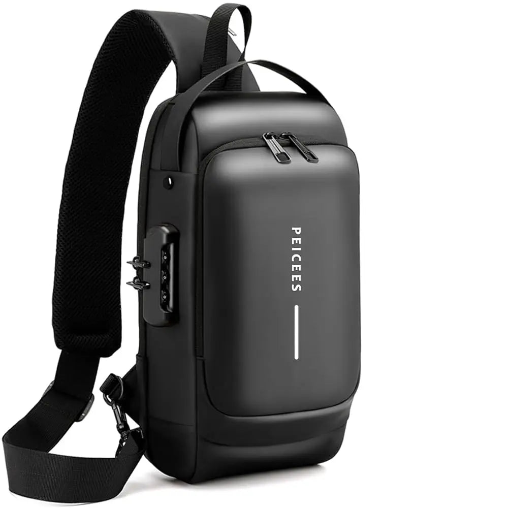 Mens Crossbody Bag Man Bags Mens Purse Anti-theft Leather Sling Bag Shoulder Bag Chest Bag for Daily Use, Black Black