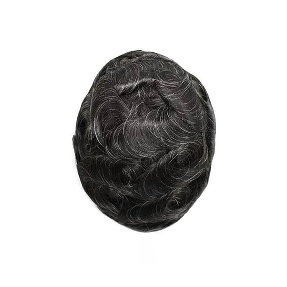 【TIMIA】Men's wig Thin Wig PU injection human hair piece system #1B10 Toupee Natural Wave Invisible Skin Men's Hairpiece