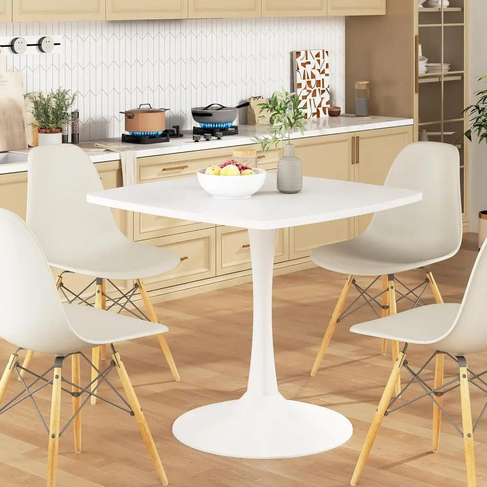 32-inch White Tulip-Style Dining Table for 2-4 with Thickened Pedestal Base