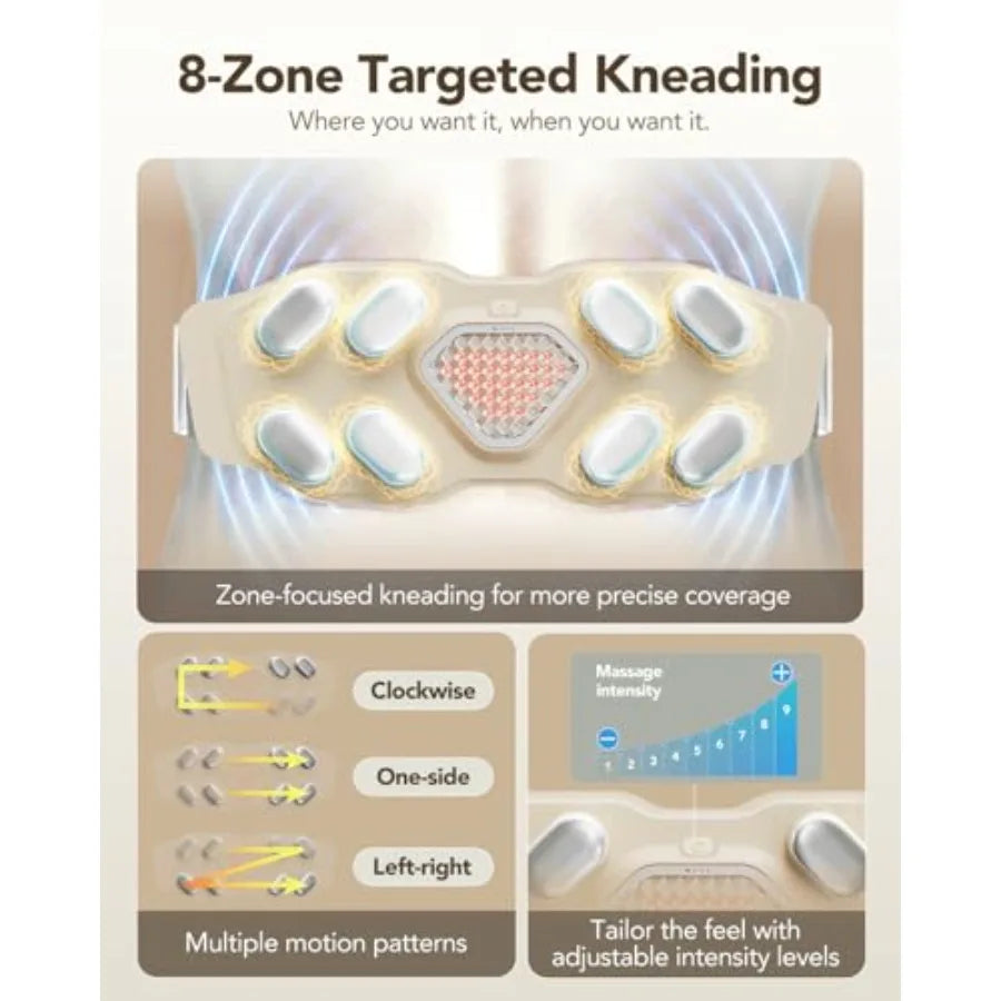 W9 Pro Lower Back Massager for Pain Relief Deep Tissue Gifts for Men Women Adjustable Cordless Heating Pad Infrared Vibrating B