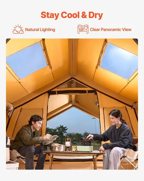 4 Season Inflatable Tent 8-12 Persons Luxury Family Camping Blow Up Tent Lightweight Easy Setup with Hand Pump