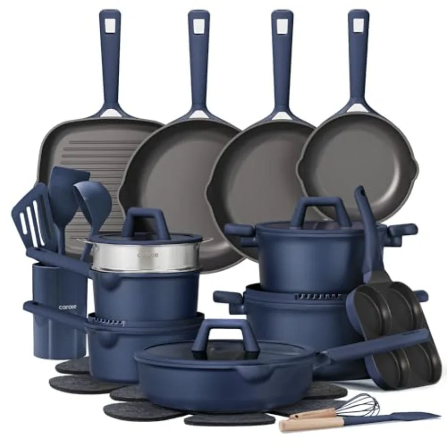31PCS Pots and Pans Set Nonstick Cookware Set Kitchen Non Stick Induction Titanium Cookware Non-toxic Granite Cooking Set PFOA