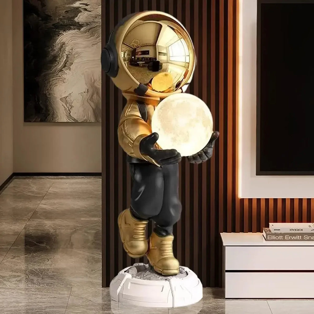 JUNTHORB Astronaut Statue, Spaceman Sculpture, Home Decor Sculpture, Cool Metal mask Decoration, Large Spaceman Figurine Decorat