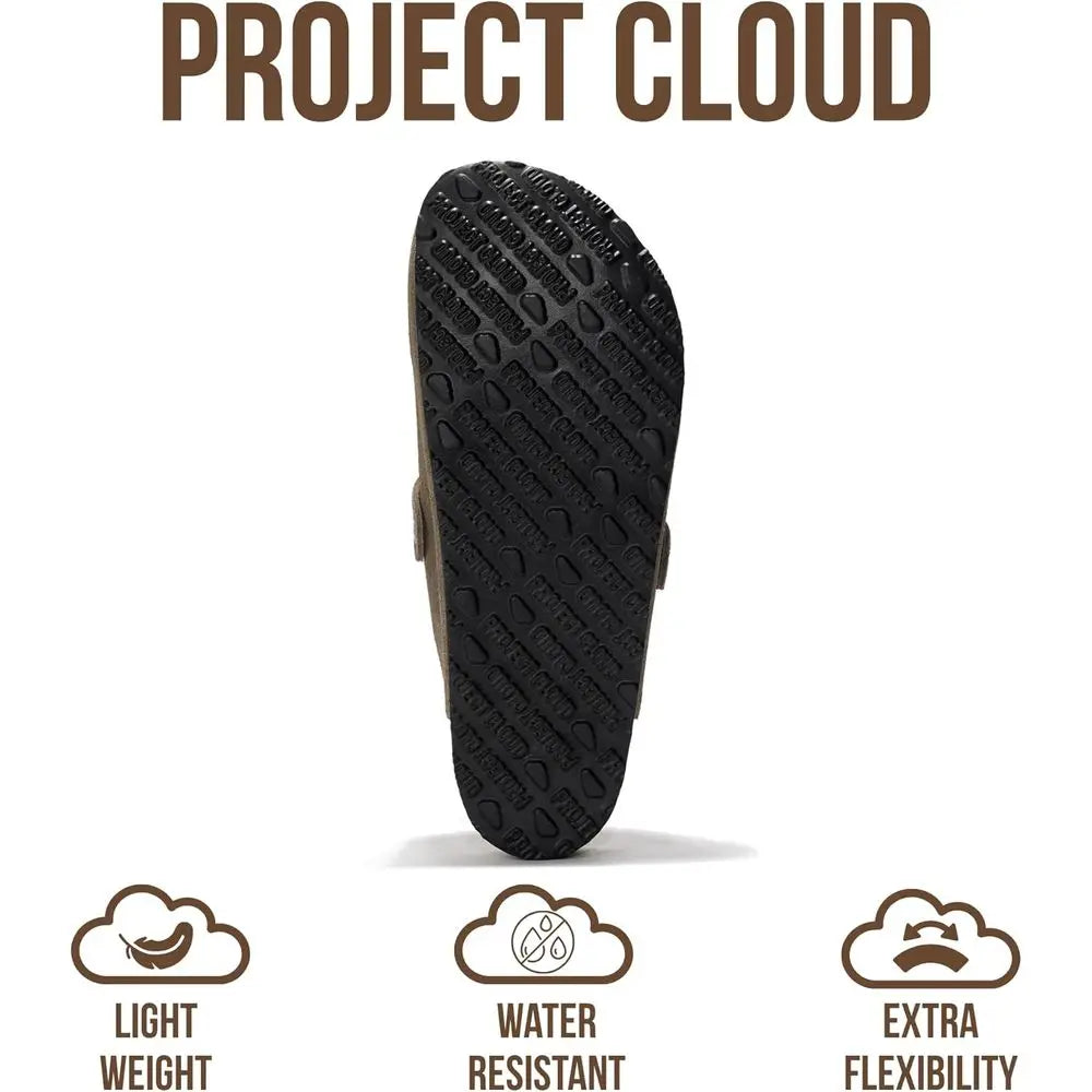 Memory Foam Cushioned Leather Clogs for Men with Arch Support and Non-Slip Cork Sole Slippers