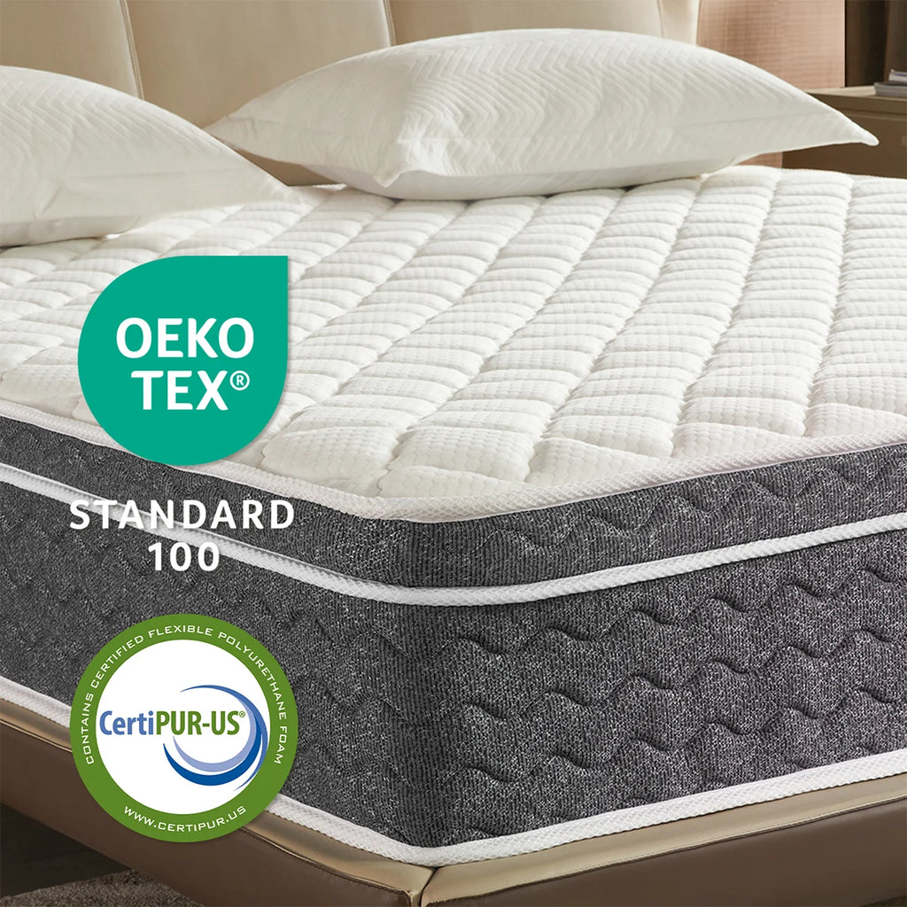 10/12/14 Inch - Queen Size Hybrid Mattress , Medium Firmness, Fiberglass-Free & OEKO-TEX Certified, Mattress in a Box