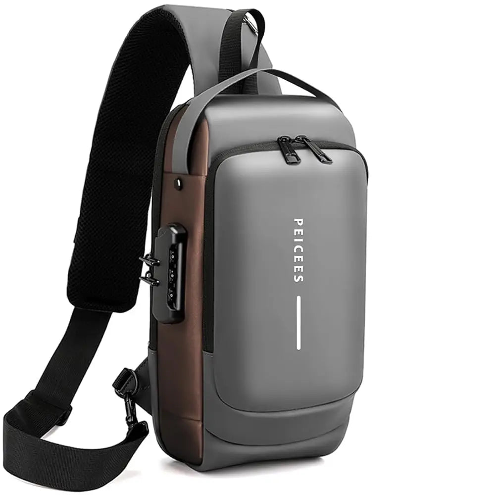 Mens Crossbody Bag Man Bags Mens Purse Anti-theft Leather Sling Bag Shoulder Bag Chest Bag for Daily Use, Black Black