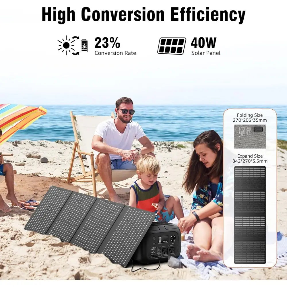 r Powered Generator 300W Peak/70400mAh, 260Wh Portable Power Station with Panels 40W Included, r Generator with AC Outlet 110V o