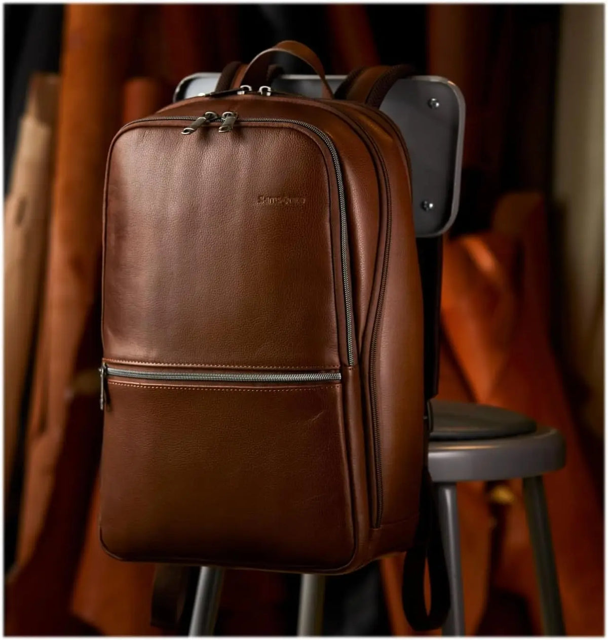 Classic Leather Slim Backpack for Men and Women, Durable Water-Resistant Design, Perfect for Travel and Daily Use
