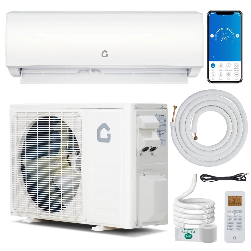 4-in-1 Mini Split Air Conditioner, 9000BTU Smart Wall Mounted AC & Heat Pump For 750 Sq Ft Room, 208-230V/60Hz