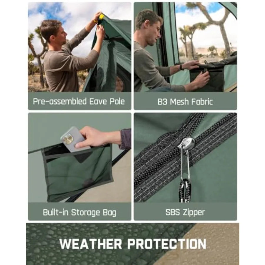 Alpha C4 Ultra Camping Tent 4 Person Pop Up Instant Cabin Setup in 60 Seconds Portable Hub Tent with Rainfly Windproof for Outd