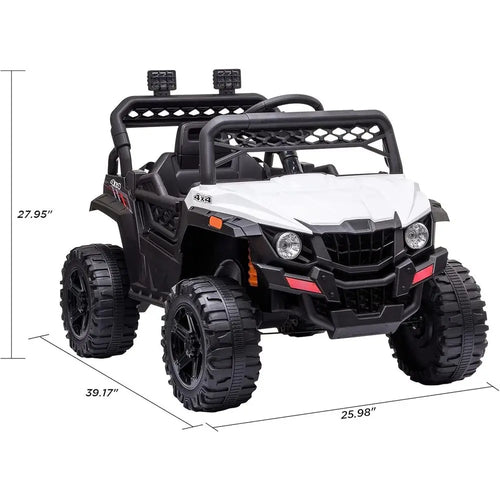 12V Kids Ride On Car Truck Toddlers Electric Car Toy with Remote Control, Spring Suspension, Led Lights, Music, White