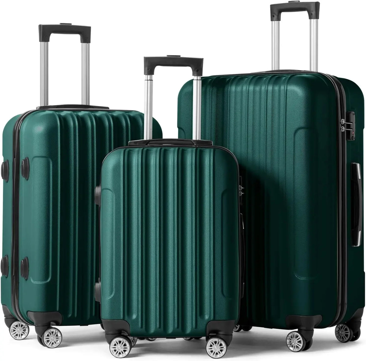 Set of 3 Hardside Carry on Suitcase Sets with Spinner Wheels & TSA lock, Portable Lightweight ABS Luggages for Travel, Business